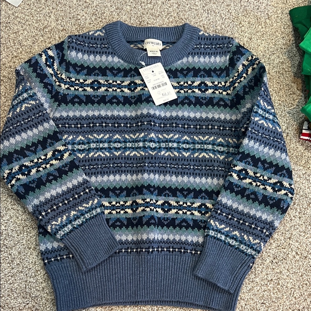 NWT crewcuts sz XS Blue Patterned boys Sweater